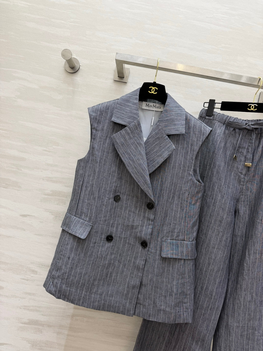 MAXMARA 26S SLEEVELESS BLAZER & WIDE-LEG PANTS SET 352