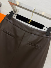 HERMES 26S LEATHER MIDI SKIRT 834