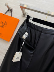 HERMES 26S LEATHER MIDI SKIRT 833