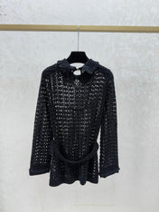 CHANEL 25S OPEN-KNIT WAIST-TIE SWEATER 529