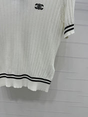 CELINE SHORT-SLEEVE KNIT TOP WHITE 274818