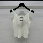 MIU 25S ROUND NECK KNIT TANK TOP WITH HOLES 264266
