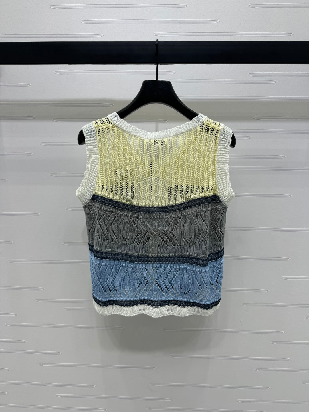 CHANEL EMBROIDERED LOGO OPEN-KNIT VEST 274869