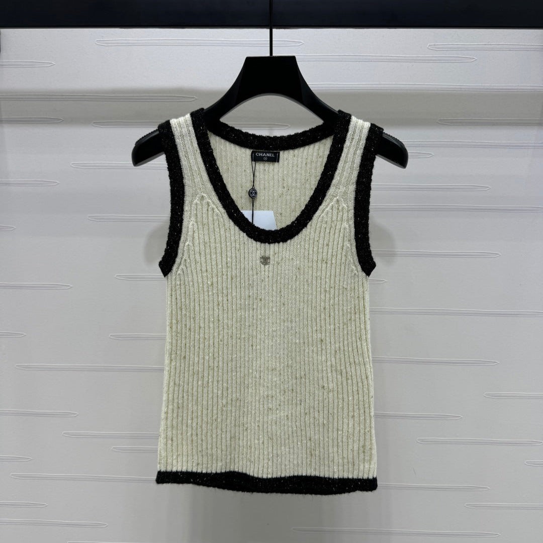 CHANEL ROUND-NECK SEQUIN KNIT VEST 274864