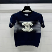 CHANEL SHORT-SLEEVE KNITTED PUFF-SLEEVE TOP 274951