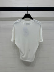 DIOR V-NECK KNITTED SHORT-SLEEVE T-SHIRT WHITE 274934