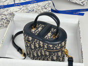 DIOR 25S CD SIGNATURE VANITY 16 IN BLUE DIOR OBLIQUE JACQUARD CANVAS