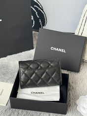 CHANEL 25S CLASSIC FLAP CARD HOLDER 11 IN BLACK CAVIAR SILVER HARDWARE