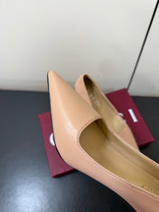 GUCCI 26S POINTED TOE PUMPS 85MM IN NUDE BEIGE CALFSKIN