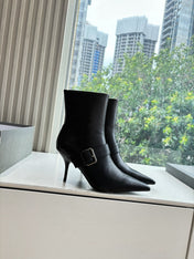BALENCIAGA 25S ANKLE BOOTS WITH ZIPPER IN BLACK COW LEATHER SILVER HARDWARE