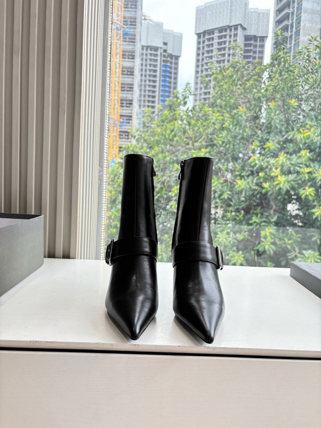 BALENCIAGA 25S ANKLE BOOTS WITH ZIPPER IN BLACK COW LEATHER SILVER HARDWARE
