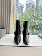 BALENCIAGA 25S ANKLE BOOTS WITH ZIPPER IN BLACK COW LEATHER SILVER HARDWARE