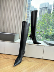 BALENCIAGA 25S HIGH BOOTS WITH ZIPPER IN BLACK COW LEATHER