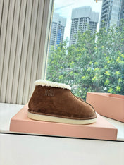 MIUMIU 26S ANKLE BOOTS IN BROWN SUEDE AND SHEARLING