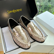 YSL 25S LOAFERS IN GOLD LAMBSKIN
