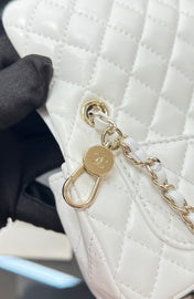 CHANEL 25S FLAP CHARM BAG 13 IN WHITE LAMBSKIN