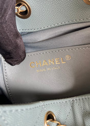 CHANEL 25S HOBO BAG 30 IN SOFT TEAL BLUE CAVIAR WITH GOLD HARDWARE