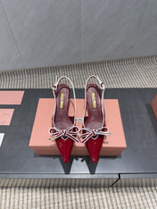 MIUMIU 26S SLINGBACK 55MM IN DARK RED CALFSKIN WITH BOW