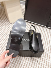 CHANEL 26S SLINGBACK LOAFERS IN BLACK CALFSKIN