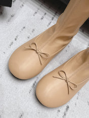CHANEL 26S ANKLE BOOTS IN BEIGE CALFSKIN LACE UP FRONT