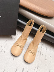 CHANEL 26S ANKLE BOOTS IN BEIGE CALFSKIN LACE UP FRONT