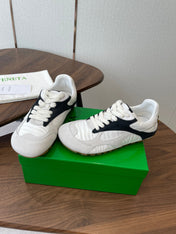 BOTTEGA VENETA 26S ORBIT FLASH SNEAKERS IN WHITE AND BLACK SUEDE