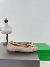 BALLET FLAT IN SAND BROWN INTRECCIATO SUEDE