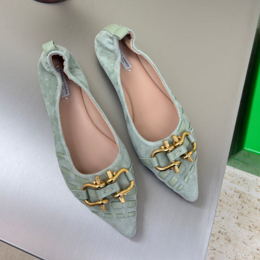 BALLET FLAT IN LIGHT BLUE SUEDE