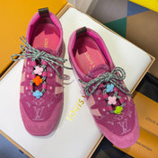 LV 26S SNEAKERINA SNEAKERS IN HOT PINK MONOGRAM CANVAS AND SUEDE