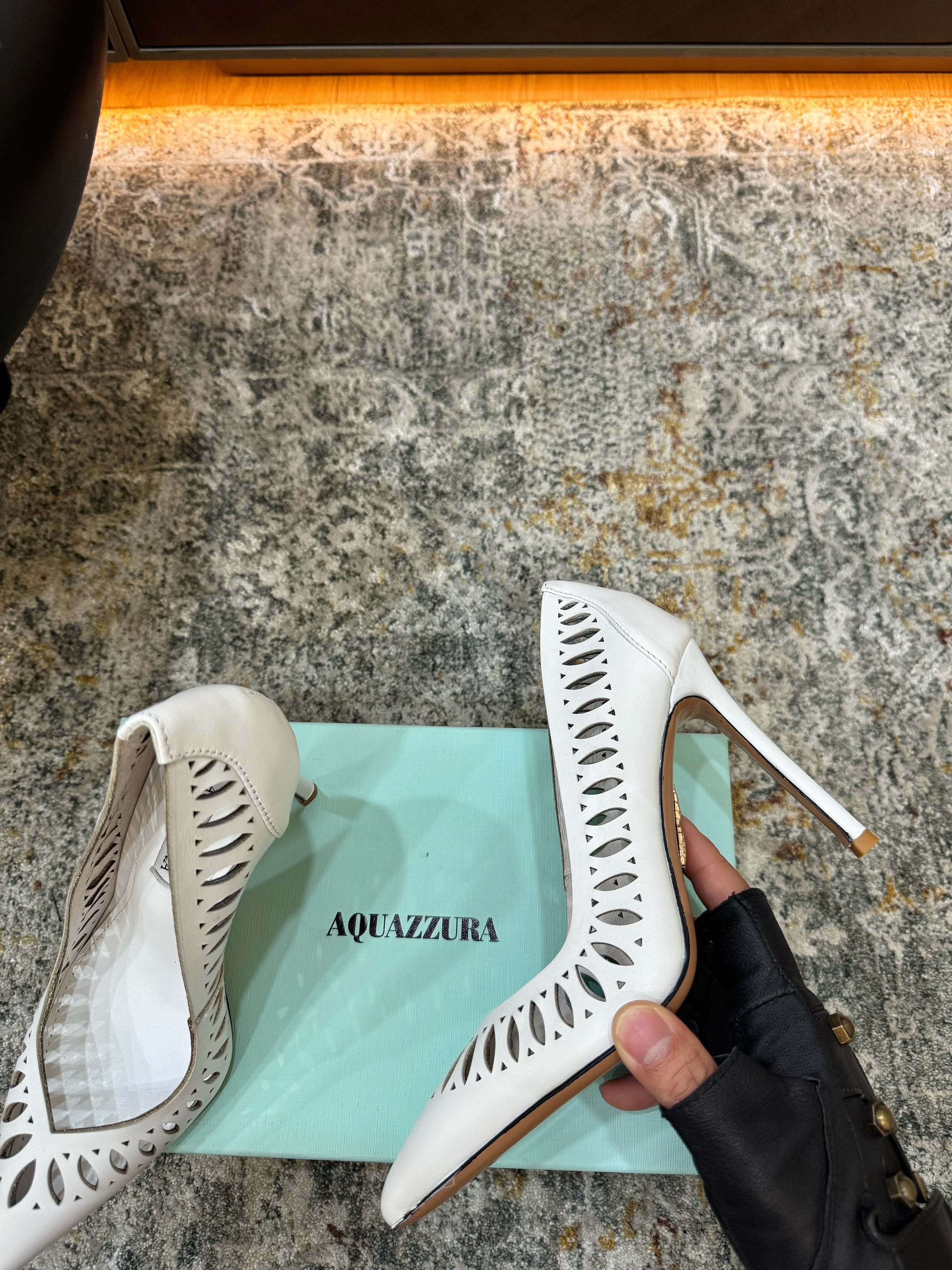 AQUAZZURA 26S HIGH HEELS 110 MM IN WHITE CALFSKIN