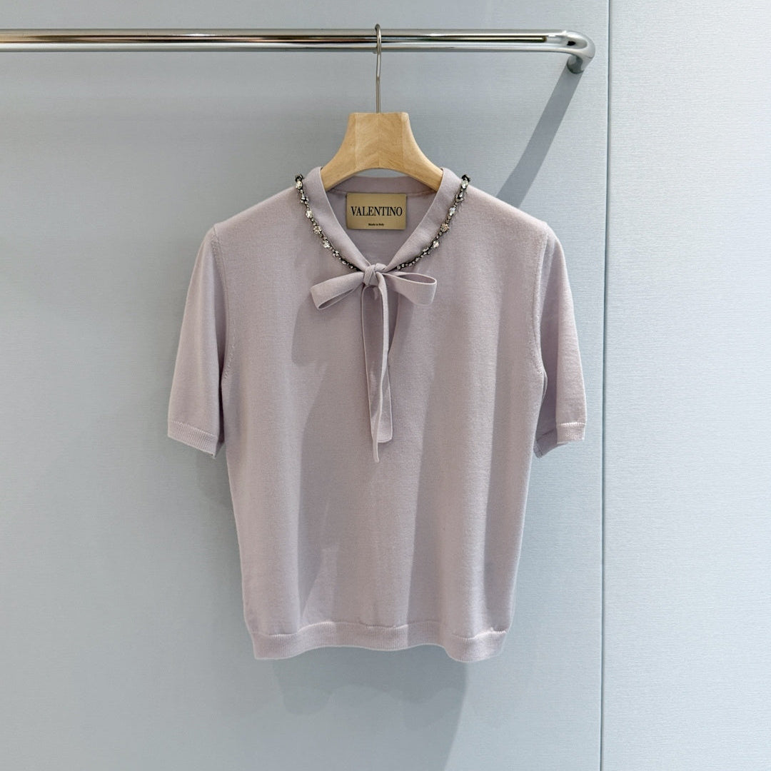 VALENTINO 26S SHORT-SLEEVE KNIT TOP 392