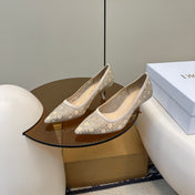 POINTED TOE HEELS 55MM IN NUDE MESH WITH RHINESTONES