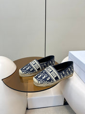 CD GRANVILLE ESPADRILLE BLUE OBLIQUE EMBROIDERED COTTON 01