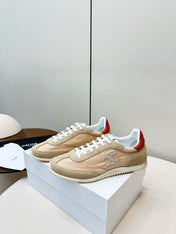 CELINE 25S RACER LOW TOP SNEAKER IN BEIGE AND LIGHT GRAY NYLON AND SUEDE