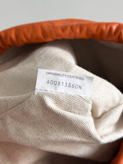 BOTTEGA VENETA 25S DUSTBAG 32 IN BURNT ORANGE RAFFIA AND CALFSKIN