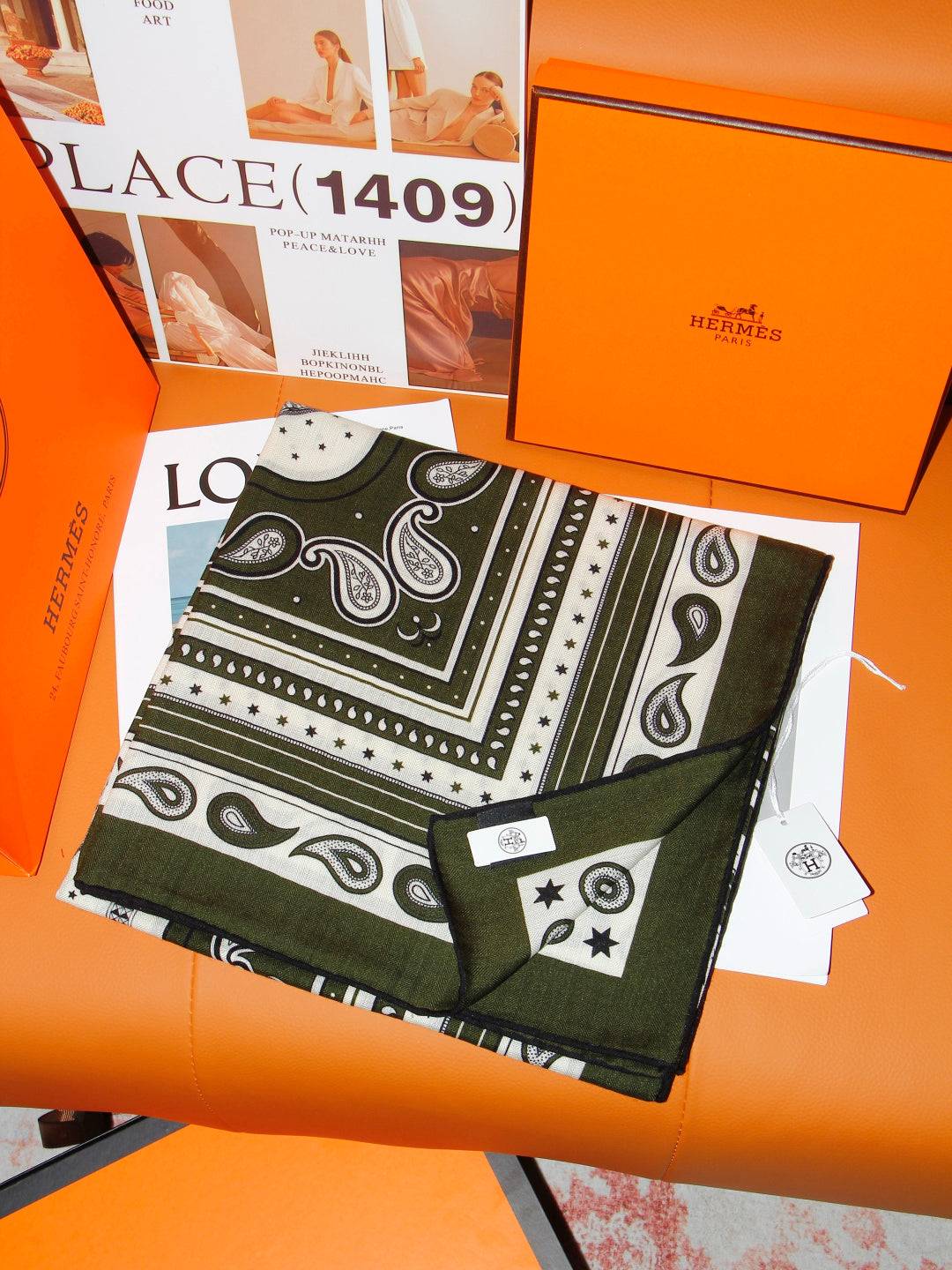 HERMES 26S SCARF 140 IN SILK AND CASHMERE 498482
