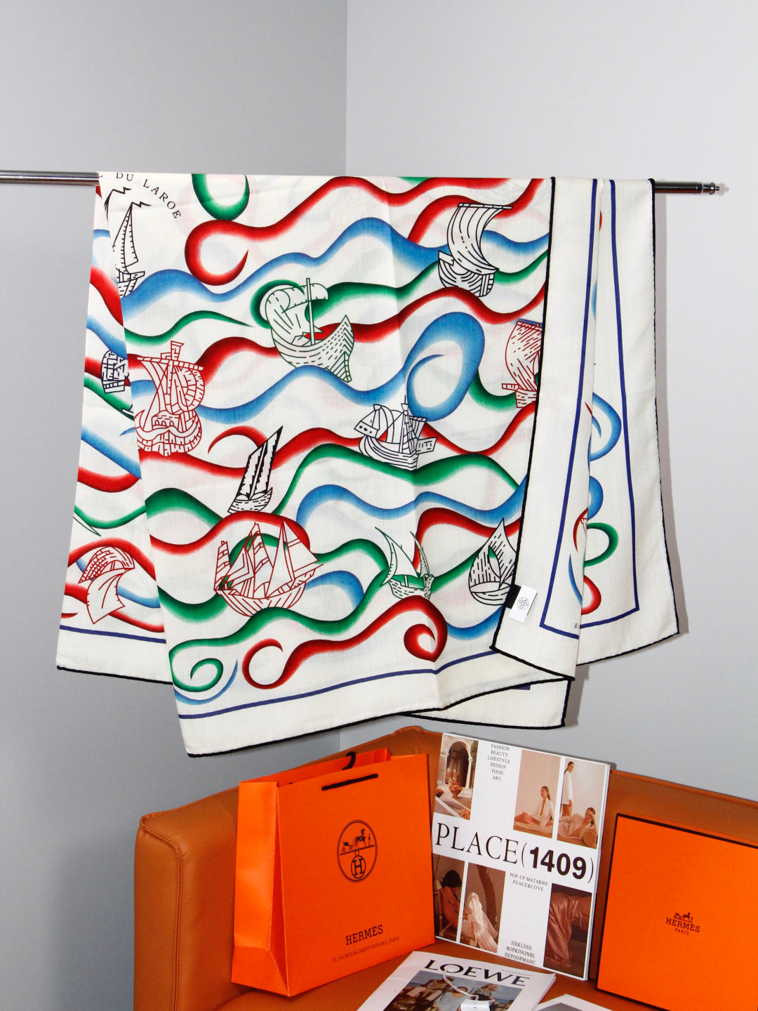 HERMES 26S SCARF 135 IN SILK AND CASHMERE 498489