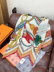 HERMES 26S SCARF 140 IN SILK AND CASHMERE 498493