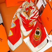 HERMES 26S SCARF 140 IN SILK AND CASHMERE 498505