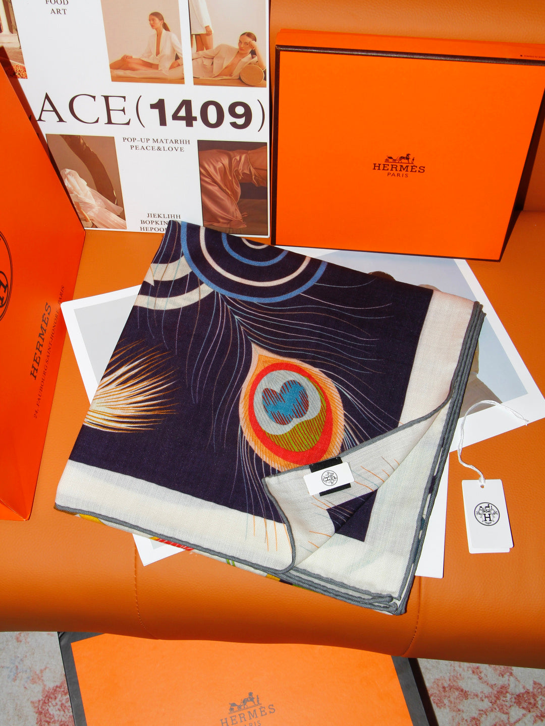 HERMES 26S SCARF 140 IN SILK AND CASHMERE 498508