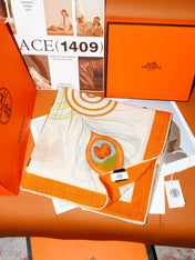 HERMES 26S SCARF 140 IN SILK AND CASHMERE 498509