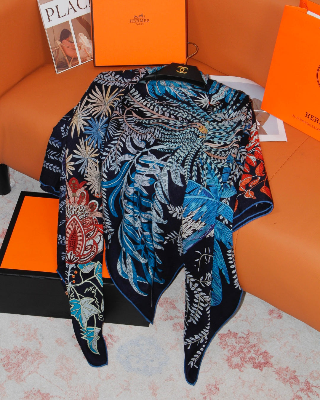 HERMES 26S SCARF 135 IN SILK AND CASHMERE 499970