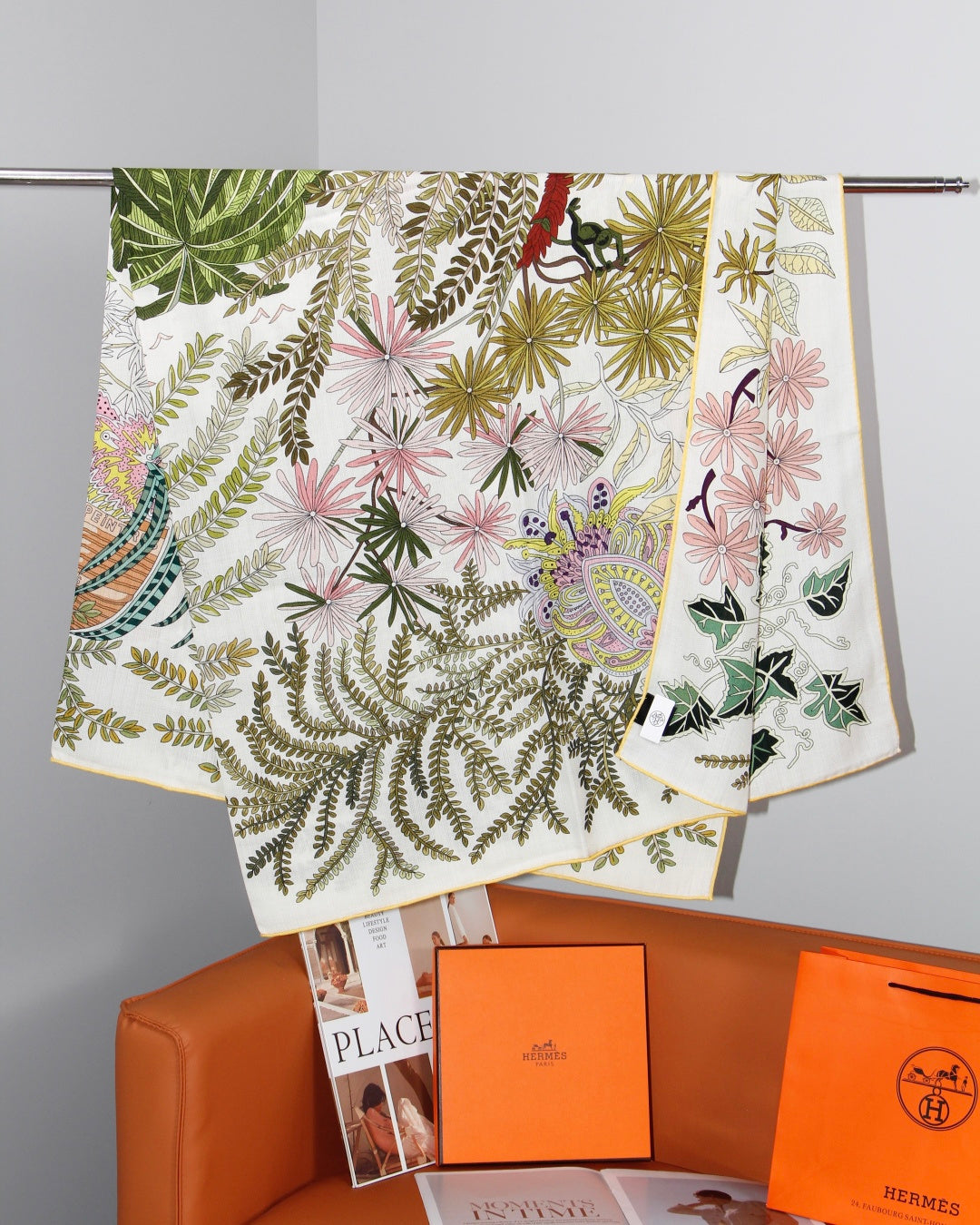 HERMES 26S SCARF 135 IN SILK AND CASHMERE 499966