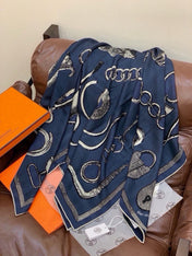 HERMES 26S SCARF 135 IN SILK AND CASHMERE 499944