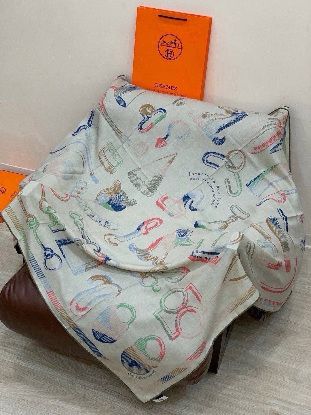 HERMES 26S SCARF 135 IN SILK AND CASHMERE 499945