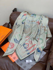 HERMES 26S SCARF 135 IN SILK AND CASHMERE 499945