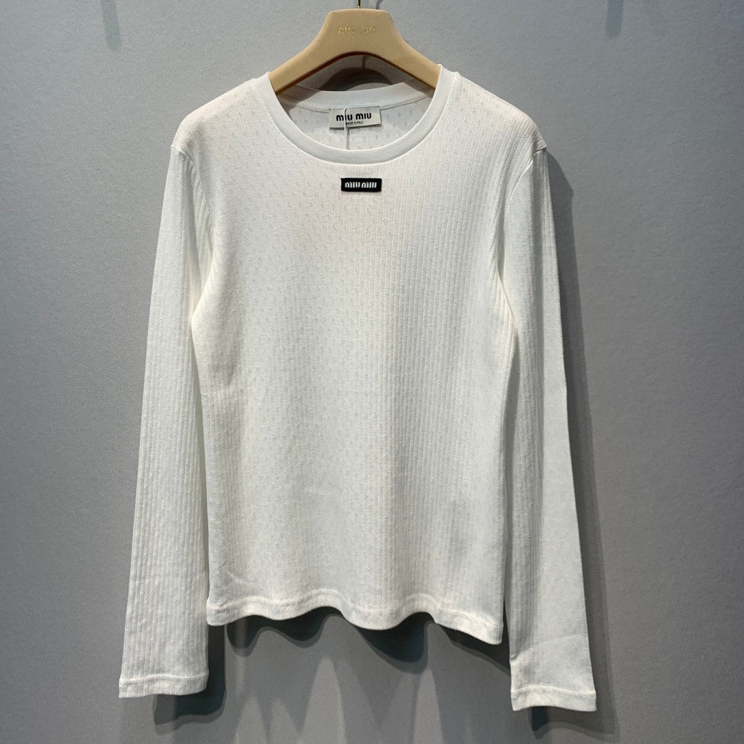 MIUMIU 26S LONG-SLEEVE CREWNECK KNIT TOP 1445