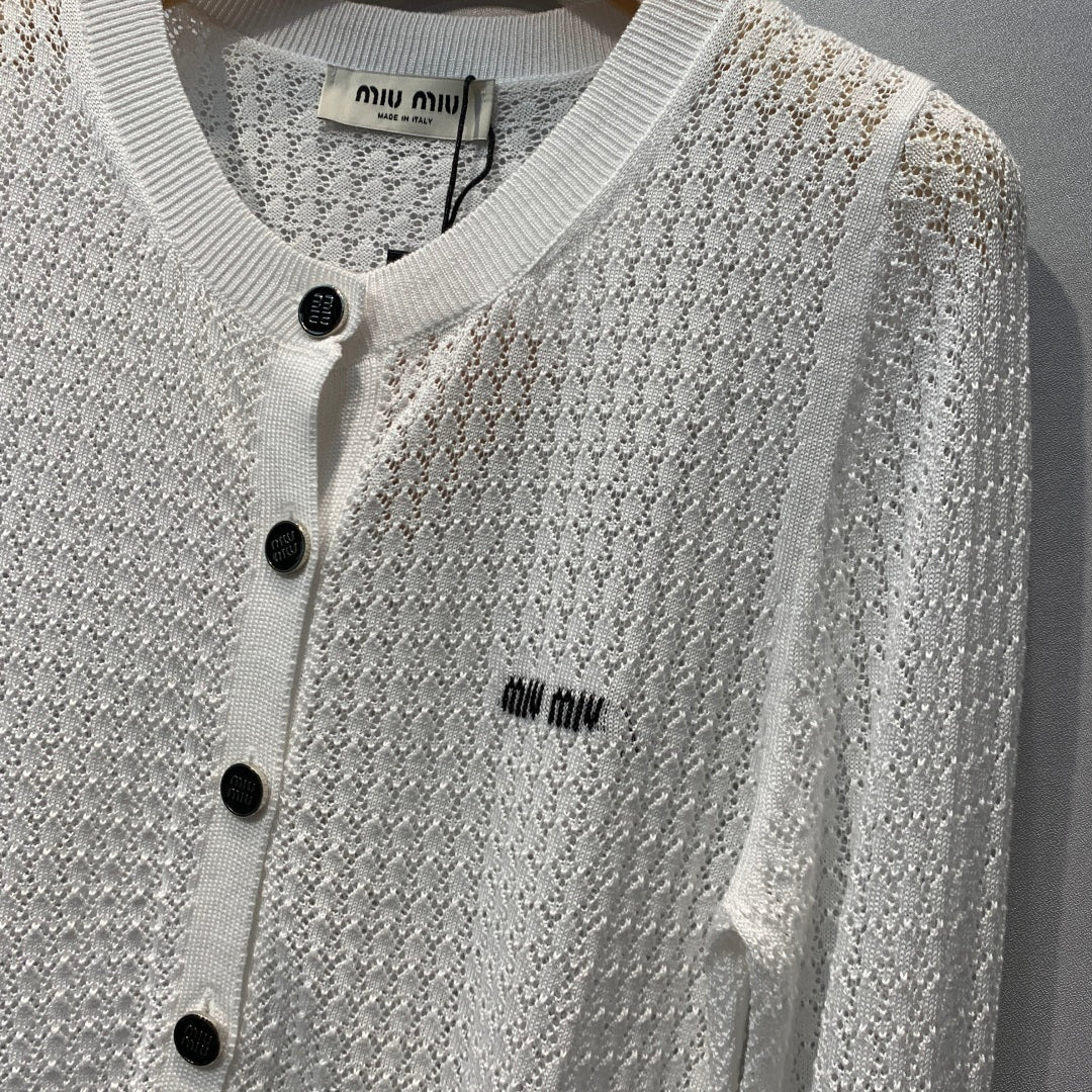 MIUMIU 26S ROUND-NECK KNIT CARDIGAN 1385