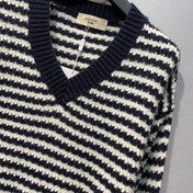 MAXMARA 26S V-NECK STRIPED KNIT SWEATER 245