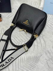 PRADA 25S SMALL BAG 23 IN BLACK CALFSKIN GOLD HARDWARE